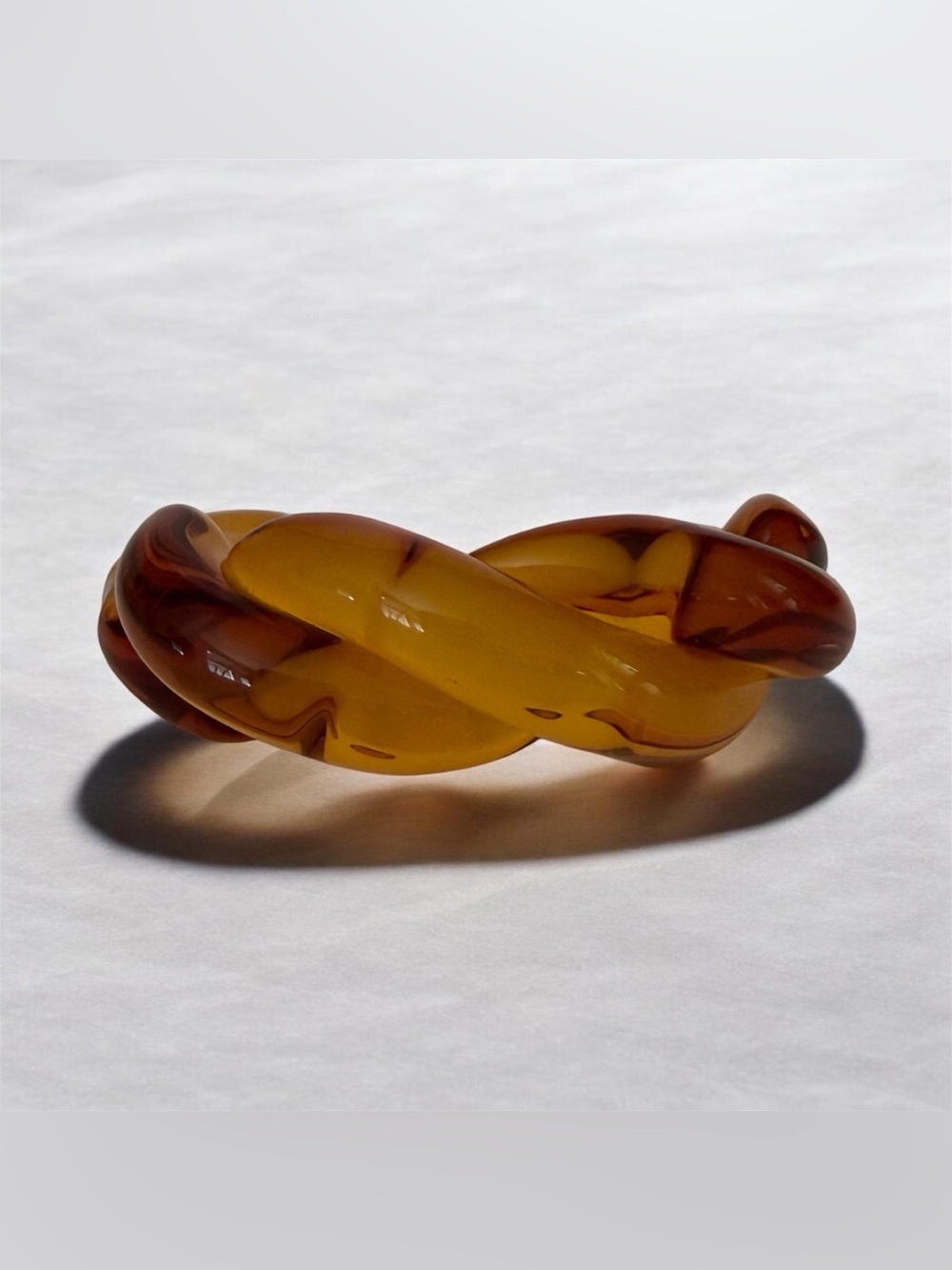Amber Swirl Hand-Blown Glass Cuff Bracelet – Artisan Sculptural Statement Bangle